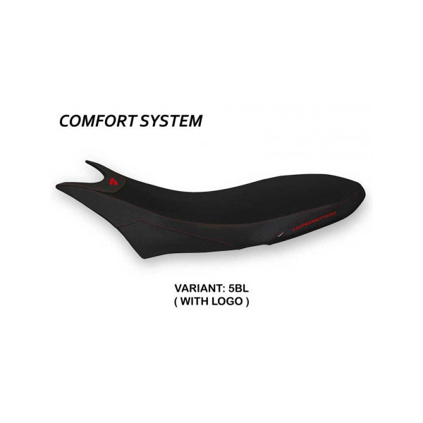 HOUSSE DE SELLE COMPATIBLE  DUCATI HYPERMOTARD 950 (19-22) MODÈLE ORLANDO 1 - Logo : AVEC LOGO, Couleur : NOIR, Type : CONFORT