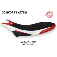 HOUSSE DE SELLE COMPATIBLE  DUCATI HYPERMOTARD 950 (19-22) MODÈLE ORLANDO SPECIA - Logo : AVEC LOGO, Couleur : BLANC ROUGE, Type : CONFORT