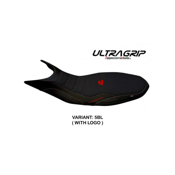 HOUSSE DE SELLE COMPATIBLE DUCATI HYPERMOTARD 821/939 (13-18) MODÈLE MEGARA 1 - Couleur : NOIR, Logo : AVEC LOGO, Type : ULTRAGRIP