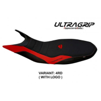 HOUSSE DE SELLE COMPATIBLE DUCATI HYPERMOTARD 821/939 (13-18) MODÈLE MEGARA 1 - Logo : AVEC LOGO, Couleur : NOIR, Type : ULTRAGRIP