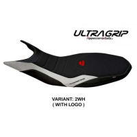 HOUSSE DE SELLE COMPATIBLE DUCATI HYPERMOTARD 821/939 (13-18) MODÈLE MEGARA 1 - Couleur : BLANC, Logo : AVEC LOGO, Type : ULTRAGRIP