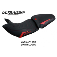 HOUSSE DE SELLE COMPATIBLE DUCATI MULTISTRADA 1200/1260 (15-20) MODÈLE JAZAN - Logo : AVEC LOGO, Couleur : NOIR, Type : ULTRAGRIP