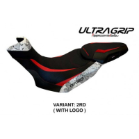 HOUSSE DE SELLE COMPATIBLE  DUCATI MULTISTRADA 1200/1260 ENDURO (16-21) MODÈLE L - Logo : AVEC LOGO, Couleur : ARGENT, Type : ULTRAGRIP 