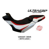 HOUSSE DE SELLE COMPATIBLE  DUCATI MULTISTRADA 1200/1260 ENDURO (16-21) MODÈLE L - Logo : AVEC LOGO, Type : ULTRAGRIP, Couleur : ROUGE BLANC