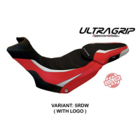 HOUSSE DE SELLE COMPATIBLE  DUCATI MULTISTRADA 1200/1260 ENDURO (16-21) MODÈLE L - Logo : AVEC LOGO, Couleur : BLANC ROUGE, Type : ULTRAGRIP 