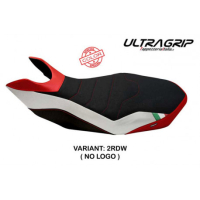 HOUSSE DE SELLE COMPATIBLE DUCATI HYPERMOTARD 796/1100/1100 EVO (07-12) MODÈLE R - Logo : AVEC LOGO, Couleur : BLANC ROUGE, Type : ULTRAGRIP 