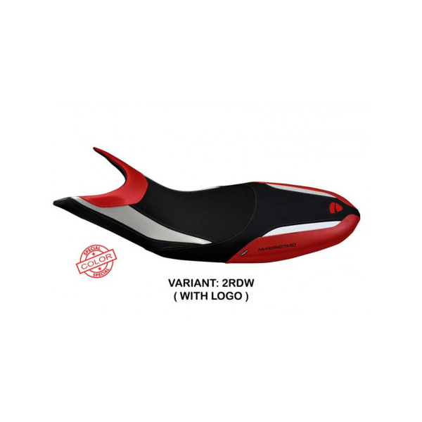 HOUSSE DE SELLE COMPATIBLE DUCATI HYPERMOTARD 821/939 (13-18) MODÈLE SCICLI SPEC - Logo : AVEC LOGO, Couleur : ROUGE BLANC, Type : STANDARD