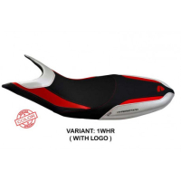 HOUSSE DE SELLE COMPATIBLE DUCATI HYPERMOTARD 821/939 (13-18) MODÈLE SCICLI SPEC - Logo : AVEC LOGO, Couleur : ROUGE BLANC, Type : STANDARD