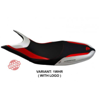 HOUSSE DE SELLE COMPATIBLE DUCATI HYPERMOTARD 821/939 (13-18) MODÈLE SCICLI SPEC - Type : STANDARD, Logo : AVEC LOGO, Couleur : BLANC ROUGE