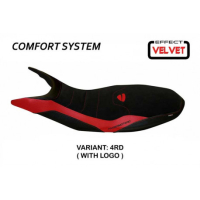 HOUSSE DE SELLE COMPATIBLE DUCATI HYPERMOTARD 821/939 (13-18) MODÈLE VARNA 1 VEL - Logo : AVEC LOGO, Couleur : BLANC, Type : CONFORT