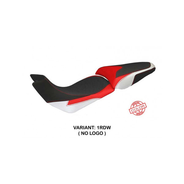 HOUSSE DE SELLE COMPATIBLE  DUCATI MULTISTRADA 1200 (12-14) MODÈLE TRINACRIA SPE - Type : STANDARD, Logo : AVEC LOGO, Couleur : ROUGE BLANC