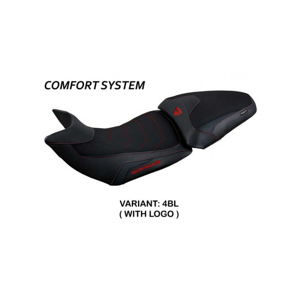 HOUSSE DE SELLE COMPATIBLE DUCATI MULTISTRADA V2 (21-22) MODÈLE HARIA - Logo : AVEC LOGO, Couleur : NOIR, Type : CONFORT