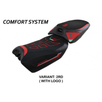 HOUSSE DE SELLE COMPATIBLE  DUCATI MULTISTRADA V4 (2022) MODÈLE MEKNES - Logo : AVEC LOGO, Couleur : ROUGE, Type : CONFORT 