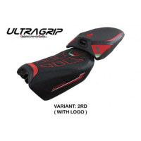 HOUSSE DE SELLE COMPATIBLE  DUCATI MULTISTRADA V4 (2022) MODÈLE MEKNES - Logo : AVEC LOGO, Couleur : BLANC ROUGE, Type : CONFORT