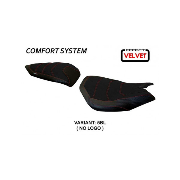 HOUSSE DE SELLE COMPATIBLE  DUCATI PANIGALE 899 (13-15) MODÈLE LEIDEN VELVET - Logo : AVEC LOGO, Couleur : BLANC, Type : CONFORT