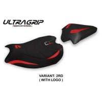 HOUSSE DE SELLE COMPATIBLE  DUCATI PANIGALE V2 (20-22) MODÈLE GALATI - Couleur : NOIR, Logo : AVEC LOGO, Type : ULTRAGRIP