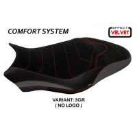 HOUSSE DE SELLE COMPATIBLE DUCATI MONSTER 821/1200 (17-20) MODÈLE OVADA 1 VELVE - Type : CONFORT, Logo : AVEC LOGO, Couleur : GRIS GRIS