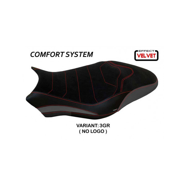 HOUSSE DE SELLE COMPATIBLE  DUCATI MONSTER 821/1200 (17-20) MODÈLE OVADA 1 VELVE - Type : CONFORT, Logo : AVEC LOGO, Couleur : GRIS GRIS