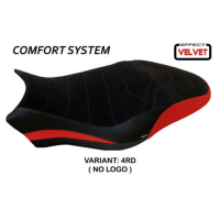 HOUSSE DE SELLE COMPATIBLE  DUCATI MONSTER 821/1200 (17-20) MODÈLE OVADA 1 VELVE - Logo : AVEC LOGO, Couleur : ROUGE, Type : CONFORT