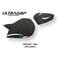 HOUSSE DE SELLE COMPATIBLE  DUCATI PANIGALE 1199 (11-15) MODÈLE DALE - Logo : AVEC LOGO, Couleur : BLANC, Type : ULTRAGRIP