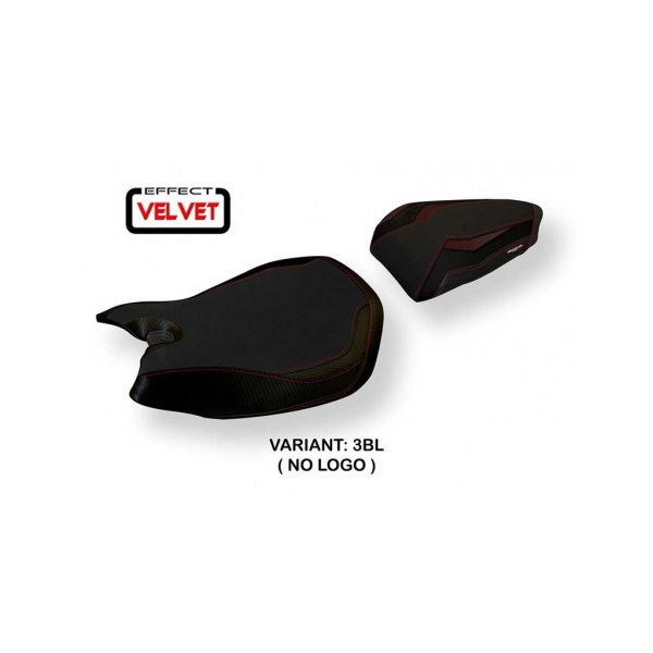 HOUSSE DE SELLE COMPATIBLE  DUCATI PANIGALE 1199 (11-15) MODÈLE JARVAN VELVET - Logo : AVEC LOGO, Couleur : ROUGE, Type : STANDARD