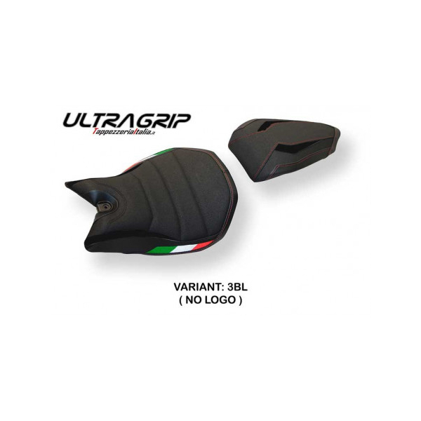 HOUSSE DE SELLE COMPATIBLE  DUCATI PANIGALE 1299 (15-18) MODÈLE DELFT - Couleur : NOIR, Logo : AVEC LOGO, Type : ULTRAGRIP