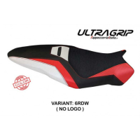 HOUSSE DE SELLE COMPATIBLE  DUCATI MONSTER 1200 R (16-19) MODÈLE TOLEDO SPECIAL - Logo : AVEC LOGO, Couleur : BLANC ROUGE, Type : ULTRAGRIP 