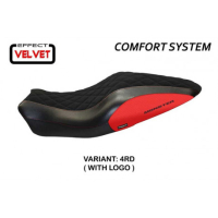 HOUSSE DE SELLE COMPATIBLE  DUCATI MONSTER 821/1200 (14-16) MODÈLE ANDORRA VELVE - Couleur : BLANC, Type : CONFORT, Logo : AVEC LOGO