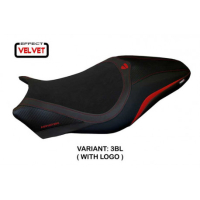 HOUSSE DE SELLE COMPATIBLE DUCATI MONSTER 797 (17-20) MODÈLE ALZIRA VELVET - Logo : AVEC LOGO, Couleur : NOIR, Type : STANDARD 