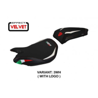 HOUSSE DE SELLE COMPATIBLE  DUCATI PANIGALE 899 (13-15) MODÈLE PARIS VELVET - Logo : AVEC LOGO, Couleur : NOIR, Type : STANDARD
