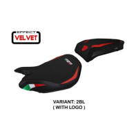HOUSSE DE SELLE COMPATIBLE  DUCATI PANIGALE 899 (13-15) MODÈLE PARIS VELVET - Logo : AVEC LOGO, Couleur : ROUGE, Type : STANDARD 