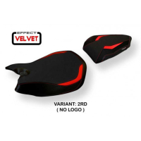 HOUSSE DE SELLE COMPATIBLE DUCATI PANIGALE 899 (13-15) MODÈLE SEOUL VELVET - Couleur : ROUGE, Type : STANDARD, Logo : AVEC LOGO