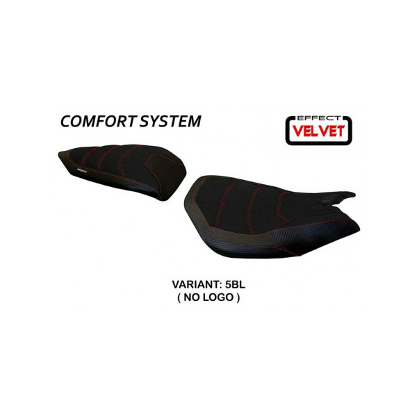 HOUSSE DE SELLE COMPATIBLE DUCATI PANIGALE 959 (16-18) MODÈLE LEIDEN VELVET - Couleur : NOIR, Type : CONFORT, Logo : AVEC LOGO