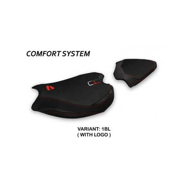 HOUSSE DE SELLE COMPATIBLE  DUCATI PANIGALE V2 (20-22) MODÈLE ZATOCA - Couleur : NOIR, Type : CONFORT, Logo : AVEC LOGO