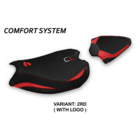 HOUSSE DE SELLE COMPATIBLE  DUCATI PANIGALE V2 (20-22) MODÈLE ZATOCA - Logo : AVEC LOGO, Couleur : NOIR, Type : CONFORT