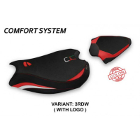 HOUSSE DE SELLE COMPATIBLE  DUCATI PANIGALE V2 (20-22) MODÈLE ZATOCA - Type : CONFORT, Logo : AVEC LOGO, Couleur : ROUGE BLANC