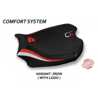 HOUSSE DE SELLE COMPATIBLE  DUCATI PANIGALE V4 (18-22) MODÈLE GLINKA - Logo : AVEC LOGO, Couleur : ROUGE, Type : CONFORT