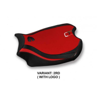 HOUSSE DE SELLE COMPATIBLE  DUCATI PANIGALE V4 (18-22) MODÈLE KERMAN - Logo : AVEC LOGO, Couleur : BLANC, Type : STANDARD