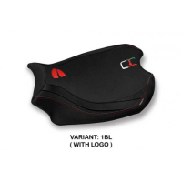 HOUSSE DE SELLE COMPATIBLE  DUCATI PANIGALE V4 (18-22) MODÈLE MAHILEU - Logo : AVEC LOGO, Couleur : NOIR, Type : STANDARD 