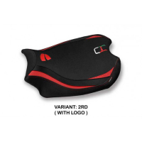 HOUSSE DE SELLE COMPATIBLE  DUCATI PANIGALE V4 (18-22) MODÈLE MAHILEU - Logo : AVEC LOGO, Couleur : NOIR, Type : STANDARD