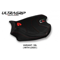 HOUSSE DE SELLE COMPATIBLE  DUCATI PANIGALE V4 (18-22) MODÈLE SMILA - Logo : AVEC LOGO, Couleur : NOIR, Type : ULTRAGRIP 