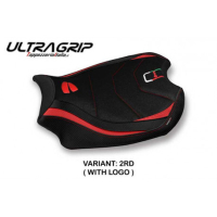HOUSSE DE SELLE COMPATIBLE  DUCATI PANIGALE V4 (18-22) MODÈLE SMILA - Logo : AVEC LOGO, Couleur : NOIR, Type : ULTRAGRIP