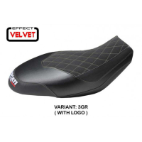 HOUSSE DE SELLE COMPATIBLE  DUCATI SCRAMBLER 400/800/1100 (15-22) MODÈLE ISCHIA - Type : STANDARD, Logo : AVEC LOGO, Couleur : GRIS GRIS 