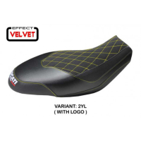 HOUSSE DE SELLE COMPATIBLE  DUCATI SCRAMBLER 400/800/1100 (15-22) MODÈLE ISCHIA - Couleur : JAUNE, Type : STANDARD, Logo : AVEC LOGO