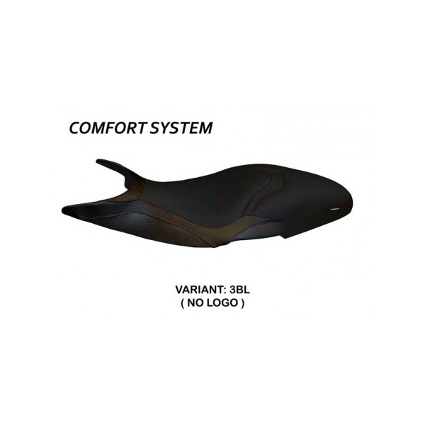 HOUSSE DE SELLE COMPATIBLE DUCATI SUPER SPORT (17-22) MODÈLE PISTOIA 3 - Logo : AVEC LOGO, Couleur : NOIR, Type : CONFORT
