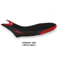 HOUSSE DE SELLE COMPATIBLE  DUCATI HYPERMOTARD 950 (19-22) MODÈLE CUBA 1 STANDAR - Logo : AVEC LOGO, Couleur : NOIR, Type : STANDARD