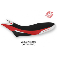 HOUSSE DE SELLE COMPATIBLE  DUCATI HYPERMOTARD 950 (19-22) MODÈLE CUBA SPECIAL C - Logo : AVEC LOGO, Couleur : ROUGE BLANC, Type : STANDARD 