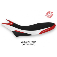 HOUSSE DE SELLE COMPATIBLE  DUCATI HYPERMOTARD 950 (19-22) MODÈLE CUBA SPECIAL C - Type : STANDARD, Logo : AVEC LOGO, Couleur : BLANC ROUGE