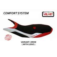 HOUSSE DE SELLE COMPATIBLE DUCATI HYPERMOTARD 821/939 (13-18) MODÈLE VARNA SPECI - Logo : AVEC LOGO, Couleur : ROUGE BLANC, Type : CONFORT