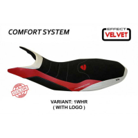 HOUSSE DE SELLE COMPATIBLE DUCATI HYPERMOTARD 821/939 (13-18) MODÈLE VARNA SPECI - Logo : AVEC LOGO, Couleur : ROUGE BLANC, Type : CONFORT